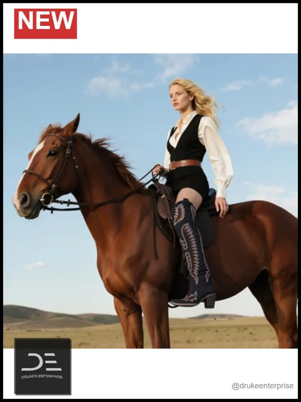 Women's Over the Knee Western Cowgirl Boots Classic Pointed Toe Embroidered